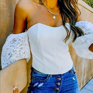 VICI White Crop Corset Top🤍